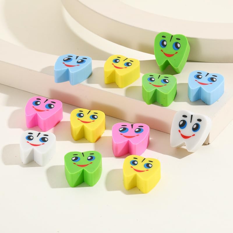 Kleeblatt Large Teeth Erasers for Kids Bulk, 70 PCS Big Large Fun Desk Pets for Kids Classroom, Treasure Box Prizes,Party Favors for Kids Goodie Bags, Back to School Gifts for Students - Image 5